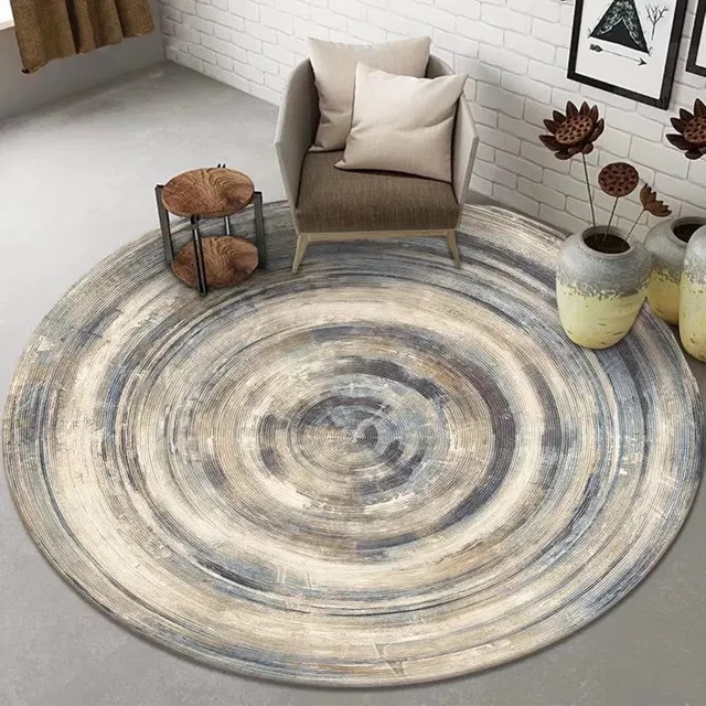 VIKAMA Runder Teppich mit abstraktem Kunstdesign für Wohnzimmer und Schlafzimmer - Bild 1