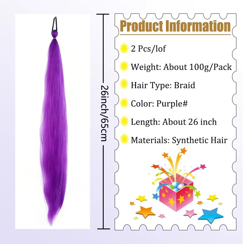 AOOSOO HAIR Synthetischer Pferdeschwanz, lila, 2 Stück, Unisex - Bild 2