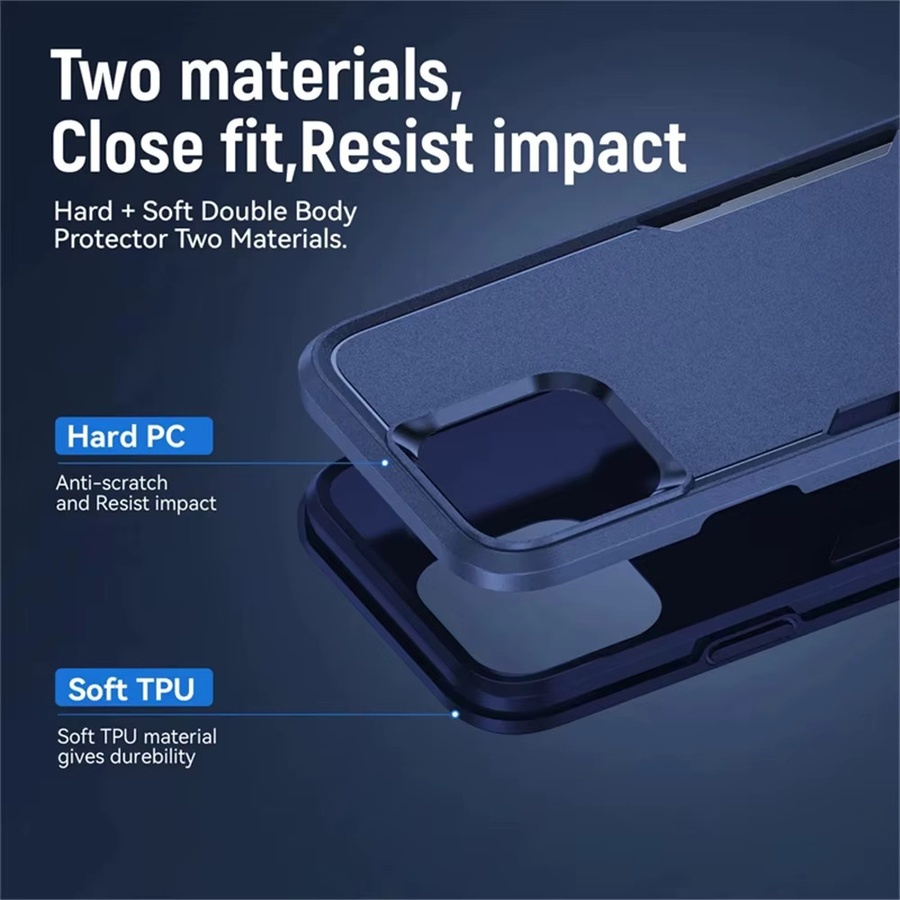 Stoßfeste und kratzfeste Handyhülle für Apple iPhone 17E 16E Air 17 16 15 14 13 12 11 Pro Max und 16 Plus in Schwarz - Bild 3