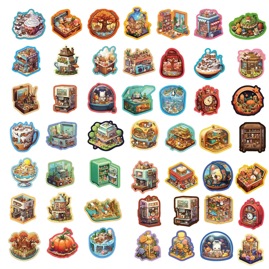 50 Stück Cartoon Micro World Graffiti Aufkleber wasserfest in Multicolour von BulingBulingStickers Shop - Bild 2