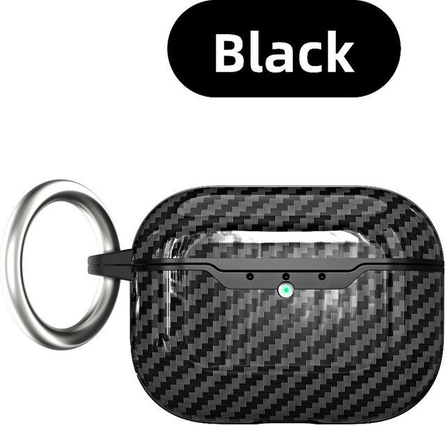 Ultradünne TPU-Schutzhülle mit Kohlefaser-Textur für Apple AirPods Pro 1, 2, 3 und 4 in Schwarz und Grün - Bild 1