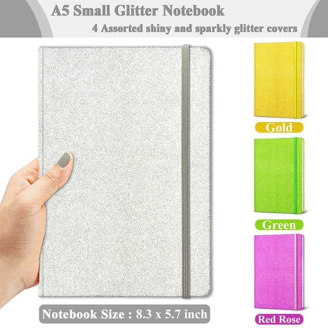 Glitzer-Notizbuch A5 mit Hardcover und 160 linierten Seiten für Frauen und Mädchen - Bild 1