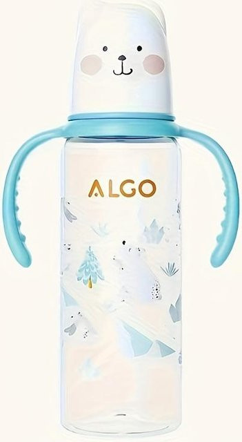 MARKET-2 Babyflasche aus Polypropylen mit Griff und Silikon-Sauger, Blau, 240 ml - Bild 1