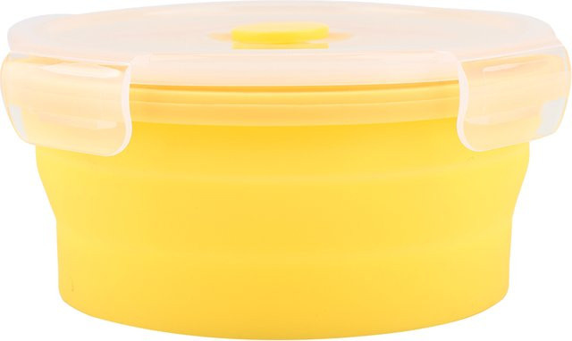 Qiilu Runde Silikon-Lunchbox Gelb, Zusammenklappbarer Lebensmittelbehälter mit Snap-Lid, Mikrowellengeeignet, 500 ml - Bild 1