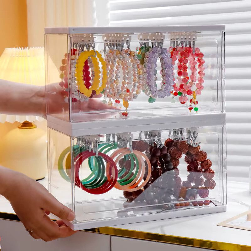 Transparente Kristall-DIY-Armband-Aufbewahrungsbox als staubdichte Schmuck-Vitrine für Armreife, Halsketten und Schlüsselanhänger - Bild 2
