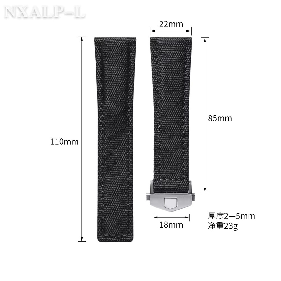 Uhrenarmband Carrera, Sailcloth Nylon, 20 mm, 22 mm, Schwarz, Herren - Bild 3