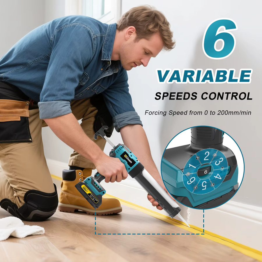 Gisam Elektrische Klebepistole für Makita 18 V Akku mit 6 Geschwindigkeiten zur Kartuschenverarbeitung - Bild 5