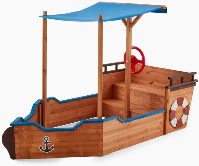 Home Deluxe Sandkasten Matschekiste in Schiffsoptik mit Bank, holzfarben, B/T/H: 160 x 78 x 103 cm - Bild 1