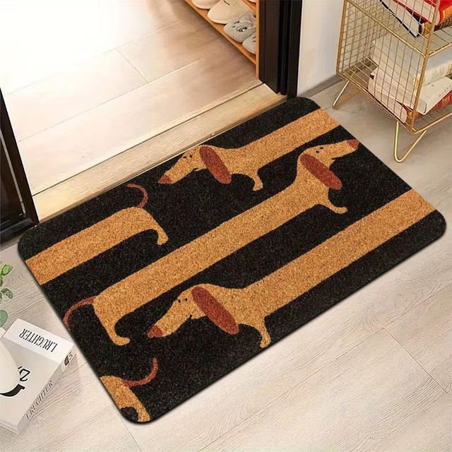 VIKAMA Dackel Fußmatte aus Kokosnuss mit rutschfester Gummiunterseite, braun, B: 80,0 cm, T: 40,0 cm, H: 1,0 cm - Bild 1