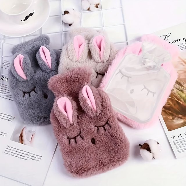 DUTRIEUX Kaninchen-Wärmflasche mit weichem Strickbezug als Handwärmer in Pink - Bild 1