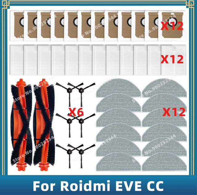 OSSIEAO Ersatzteil-Set für Roidmi EVE CC SDJ12RM mit Hauptbürste, Mop-Tuch und Staubbeuteln - Bild 1