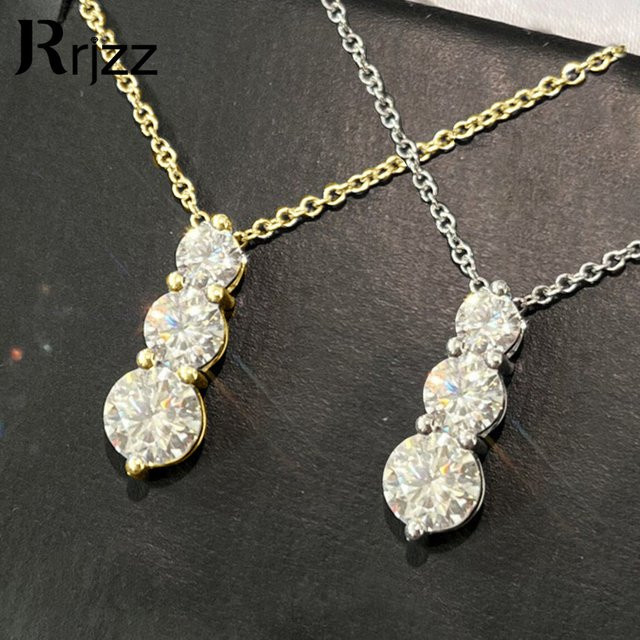 Rrjzz Halskette, Moissanit-Diamant, Damen, Gold - Bild 1