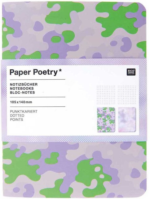 Rico Design Paper Poetry Notizbücher A6 camouflage-blurry gepunktet, 2 Stück, Multicolour - Bild 1
