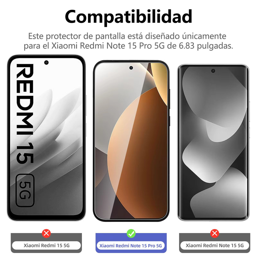 Xiaomi Displayschutzfolie aus gehärtetem Glas für Redmi Note 15 Pro 5G, 6,83 Zoll, transparent, kratzfest und case-freundlich - Bild 2