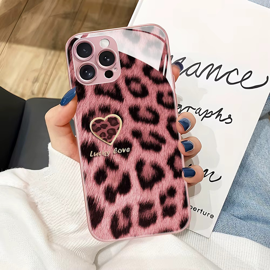 Glas-Handyhülle mit rosa Leopardenmuster für Samsung Galaxy S26 Ultra, S25 Ultra, S24 Plus und weitere Modelle - Bild 2