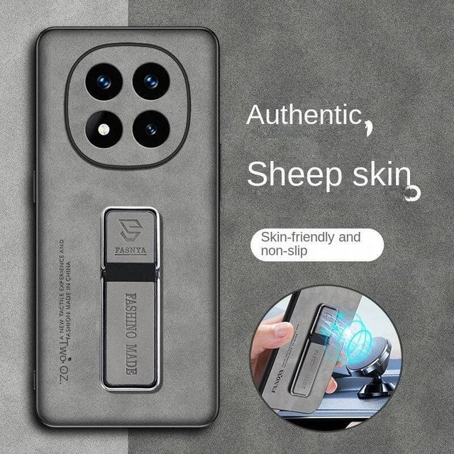 Xiaomi Redmi Note 15 Pro Plus Case mit unsichtbarem Standfuß und Magnetfunktion, Stoßfestes Armor Cover in Transparent oder Braun - Bild 1
