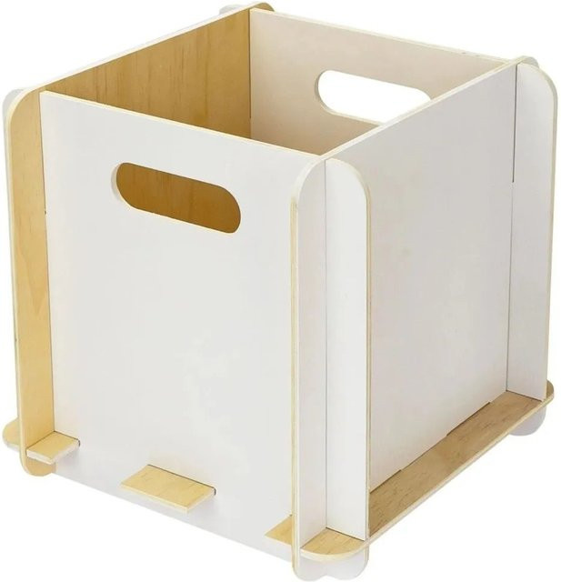 HMF Aufbewahrungsbox aus Sperrholz zum Zusammenstecken, Weiß, Breite: 25 cm, Tiefe: 25 cm - Bild 1