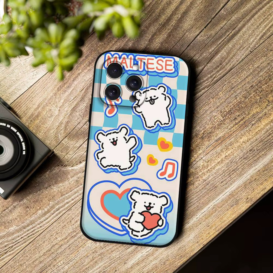 Mesuca Handyhülle mit Cartoon-Malteser Motiv für iPhone 11 bis iPhone 17 Pro Max Plus Mini, TPU-Softcase, Multicolour - Bild 5