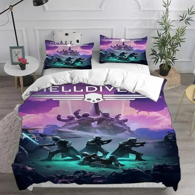 Helldivers 2 3D Bettwäsche Set aus Mikrofaser mit Bettbezug und Kissenbezug, Mehrfarbig, B/H: 70 x 133 cm - Bild 1