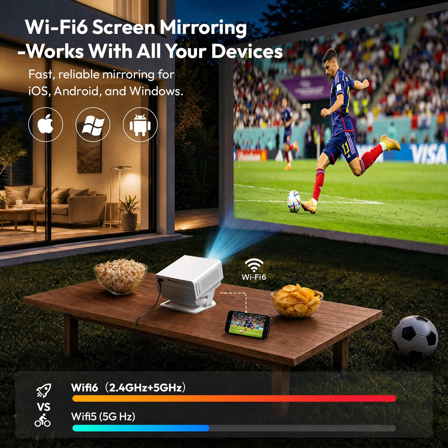 XGODY 4K-Projektor mit 1200 ANSI Lumen, Full HD native Auflösung, KI-Autofokus und 6D-Trapezkorrektur, weiß - Bild 8