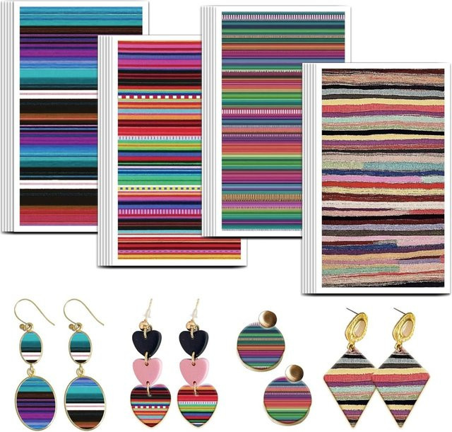 24 Stück Mexikanisches Regenbogen-Ton-Transferpapier in 4 Designs, Vintage-Transferblätter für Polymer, Mehrfarbig - Bild 1