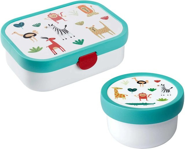 Mepal Campus Obst- und Bentobox Animal Friends in Multicolour mit Trenndividern, 300 ml und 750 ml - Bild 1