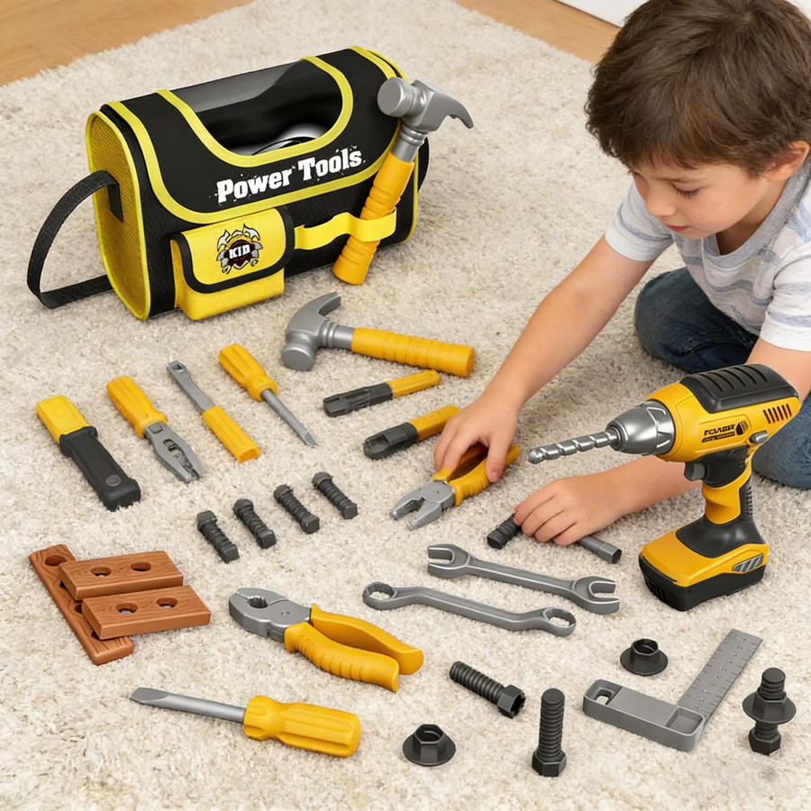 Kmoist Toolbox Kit Simulation Reparatur Werkzeuge, Lernspielzeug, Kunststoff - Bild 2