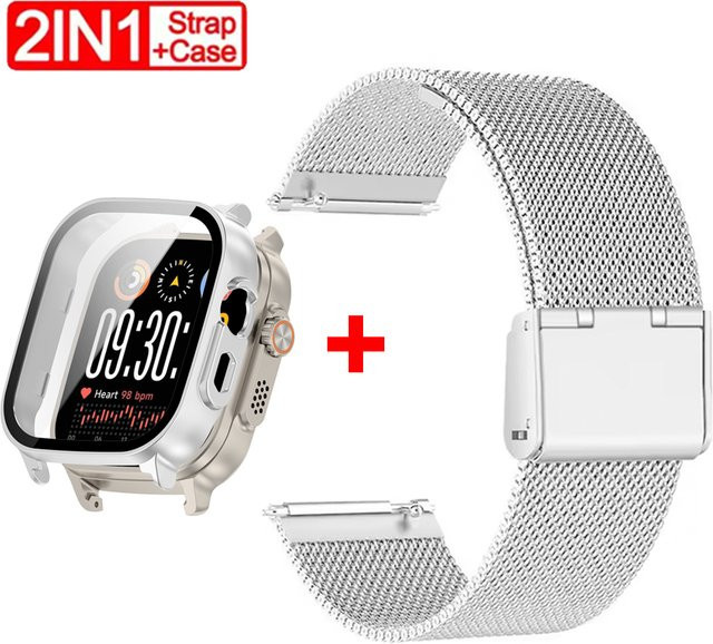 Realme Uhrenarmband mit Displayschutzfolie, Stahlgeflecht, Silber, Unisex - Bild 1
