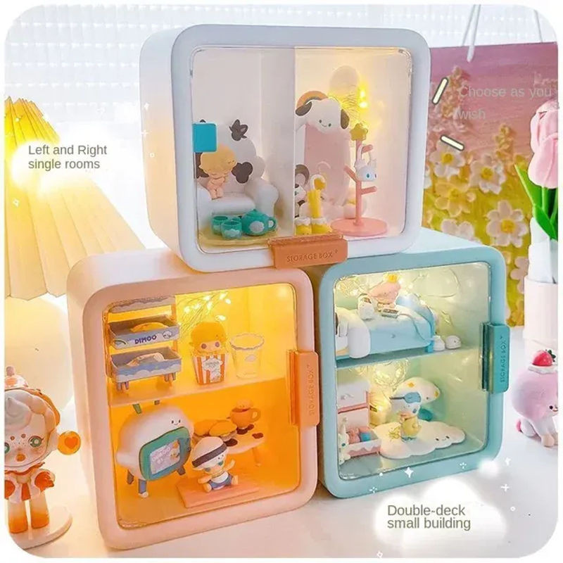 Transparente Blind Box Aufbewahrungsbox aus Kunststoff in Pink als handgefertigte Vitrine und Staubschutzständer für Ornamente - Bild 1