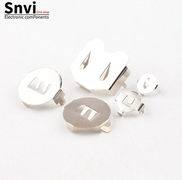 SNVI CR2032 Batteriehalter für Knopfbatterien CR927 2450 1220 mit Federkontakten in Silber - Bild 1