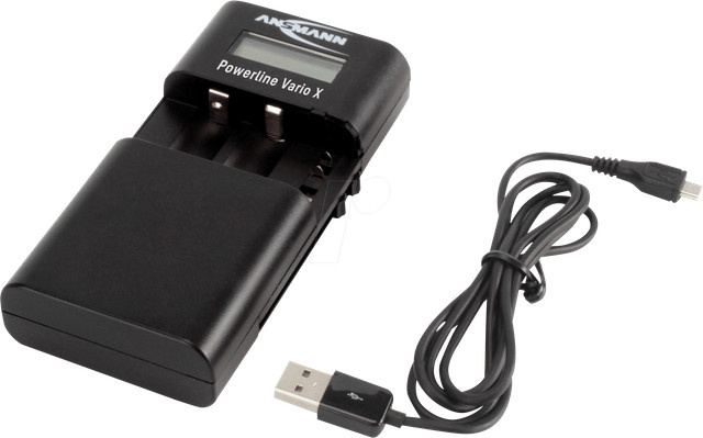 Ansmann Powerline Vario X Universalladegerät für LiPo, Li-Ion, NiMH sowie AA und AAA in Schwarz mit Micro-USB Anschluss - Bild 1