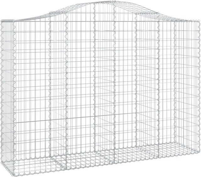 vidaXL Gabionen mit Hochbogen aus verzinktem Eisen, 2 Stück, Farbe: Silber, B/T/H: 200 x 50 x 140/160 cm - Bild 1