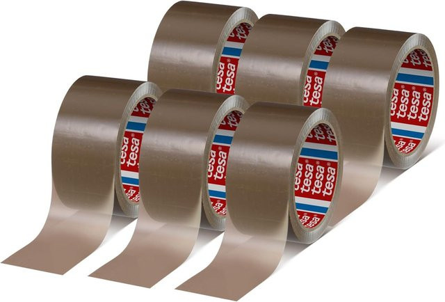 Tesa tesapack Verpackungsklebeband Braun, 6er Paket, Breite: 50 mm, Länge: 66 m pro Rolle - Bild 1