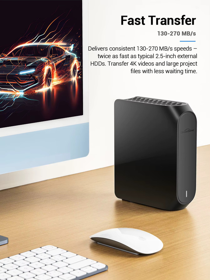 UnionSine Externe HDD Festplatte 3.5 Zoll in Schwarz für PS5, PS4, Xbox, PC und Mac - Bild 3
