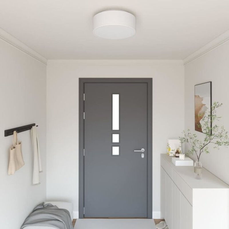 Moderne Deckenlampe aus Stoff von vidaxl in Weiß, Durchmesser: 38 cm, Höhe: 13,5 cm, Fassung E27 - Bild 1