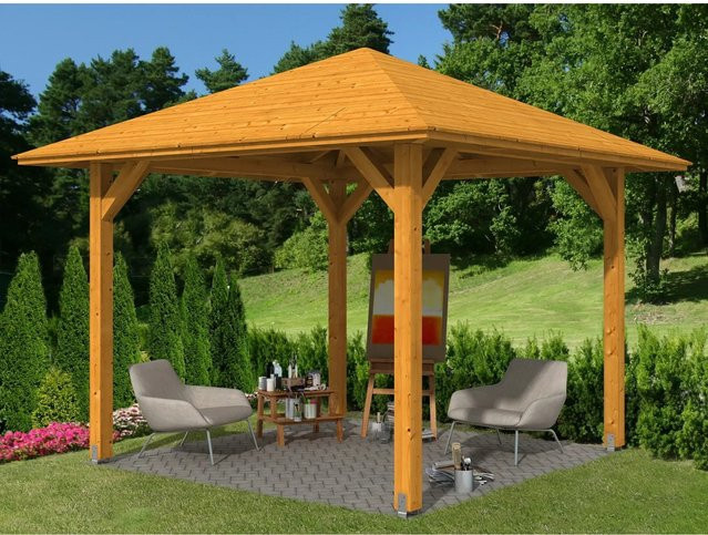 Skan Holz Pavillon Cannes 1 aus Fichte in Eiche hell und Beige, B/T/H: 294 x 294 x 294 cm - Bild 1