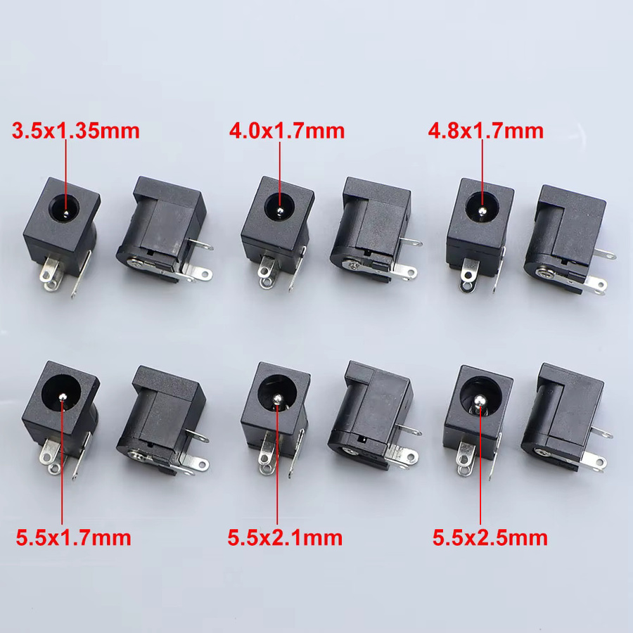 JCD DC-Stromanschlüsse 3-polige DC-Buchsenanschlüsse in Schwarz mit verschiedenen Größen 3,5x1,35mm bis 5,5x2,5mm - Bild 2