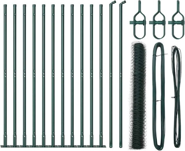 vidaXL Zaunpfosten aus Stahl in Waldgrün, rechteckig, Höhe: 1 m, Breite: 5 cm, Tiefe: 5 cm - Bild 1