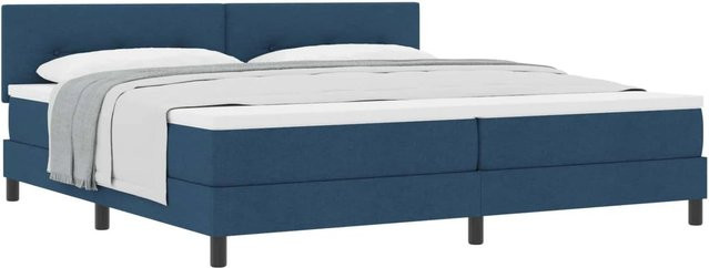 vidaXL Boxspringbett mit Matratze und Kopfteil in Blau, Hybridbett mit Taschenfederkern, B/T: 200 x 200 cm - Bild 1