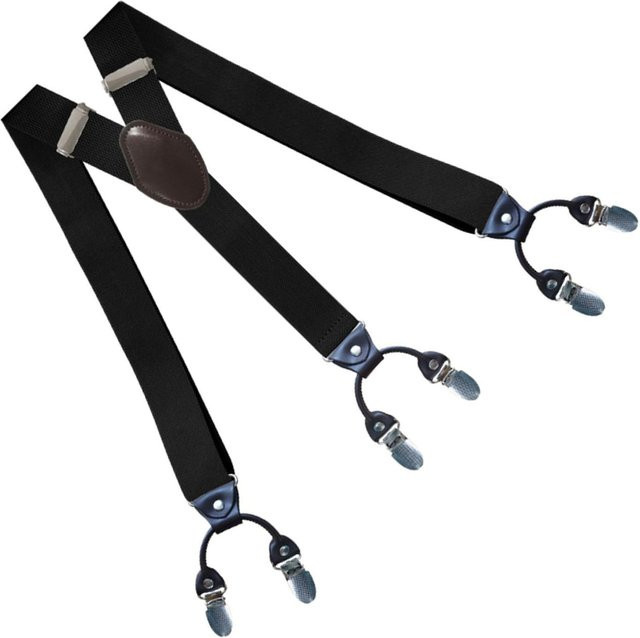 Hosenträger Herren, elastisch, verstellbar, 6 Clips, Y-Form, Schwarz - Bild 1