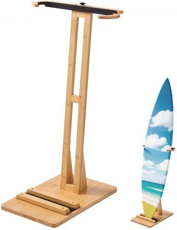VEVOR vertikaler Surfbrettständer aus Holz in Braun mit Korkpolsterung, freistehendes und verstellbares Surfbrettregal zur Aufbewahrung von Wakeboards, Snowboards und Kiteboards - Bild 1