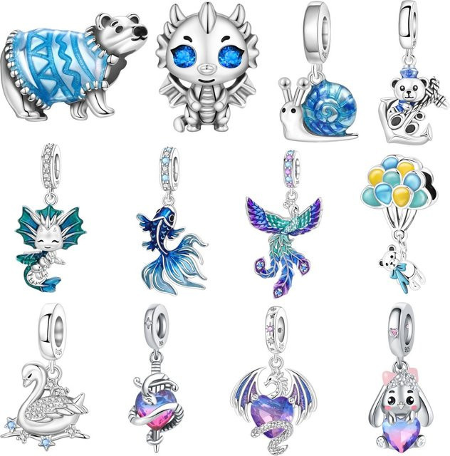 MISEFF Charm-Anhänger 925 Silber, Blau Lila, Unisex - Bild 1