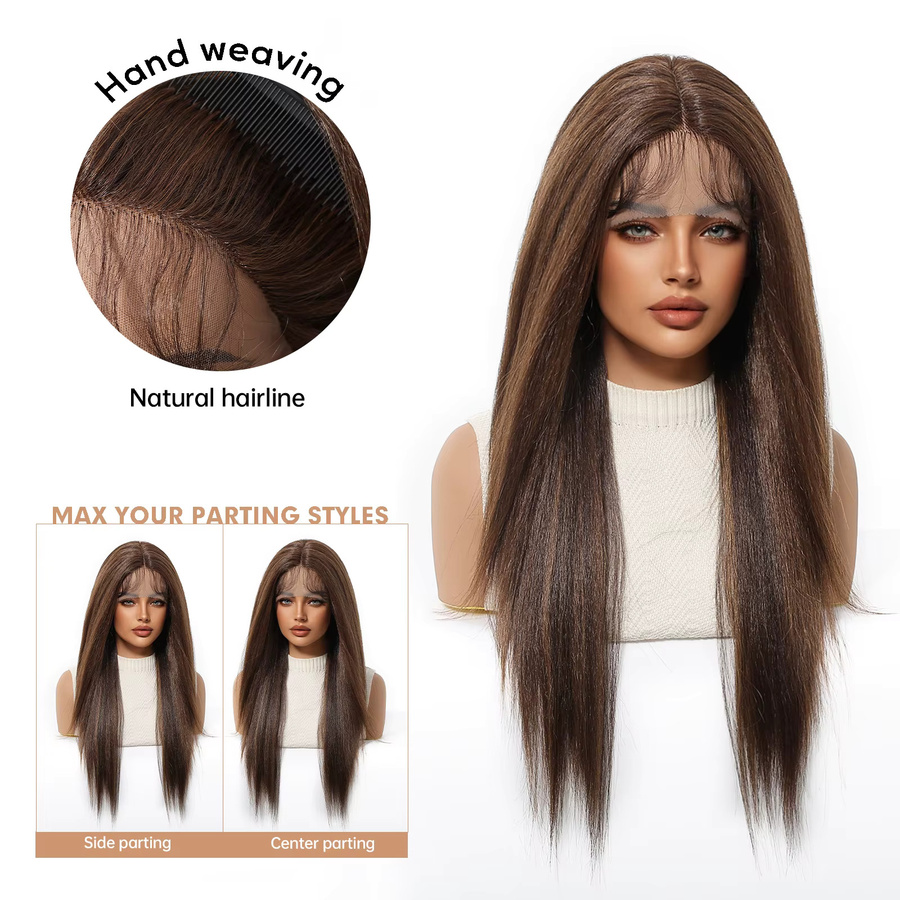 GEMMA Lace-Front-Haarperücke, honigbraun, lange, gerade, hitzebeständig - Bild 2