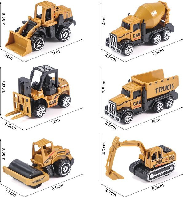 Ingenieurfahrzeug Spielzeugauto, Bagger, Bulldozer, Walze, 6-teiliges Set, ab 4 Jahren - Bild 1