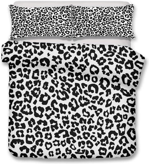 3-teiliges Bettbezug Set mit Leopard Muster von Binchi Fitness in Schwarz, Material Mikrofaser Polyester, B/H: 155 x 220 cm - Bild 1