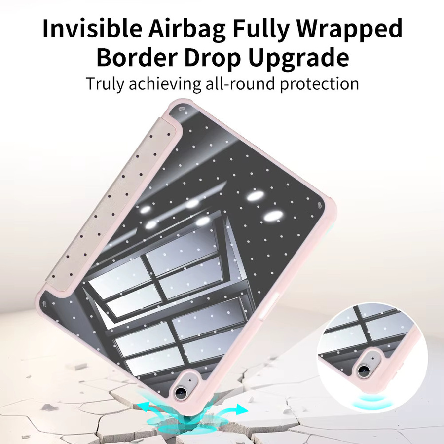 Apple iPad Air 11 Zoll Hülle mit Stifthalter und dreifach faltbarem Stand, kompatibel mit iPad Air M2/M3/M4, Schwarz und Pink - Bild 4