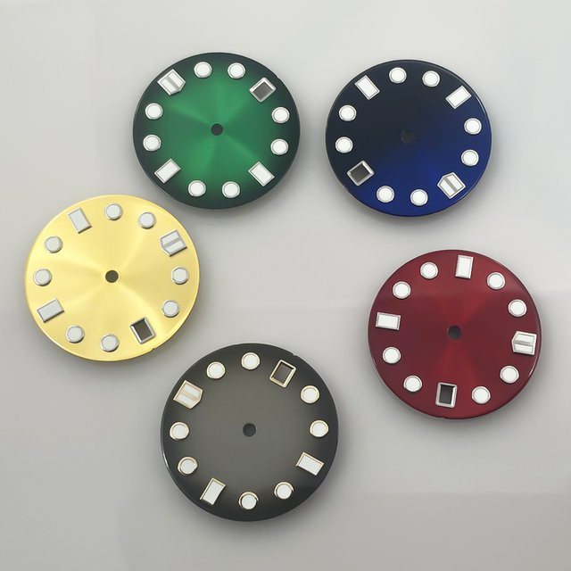 NEITON Uhrenzifferblatt, 28,5 mm, grün leuchtend, Schwarz, Unisex - Bild 1