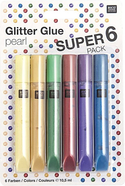 Rico Design Glitter Glue Pearl 6 x 10,5 ml - Bild 1