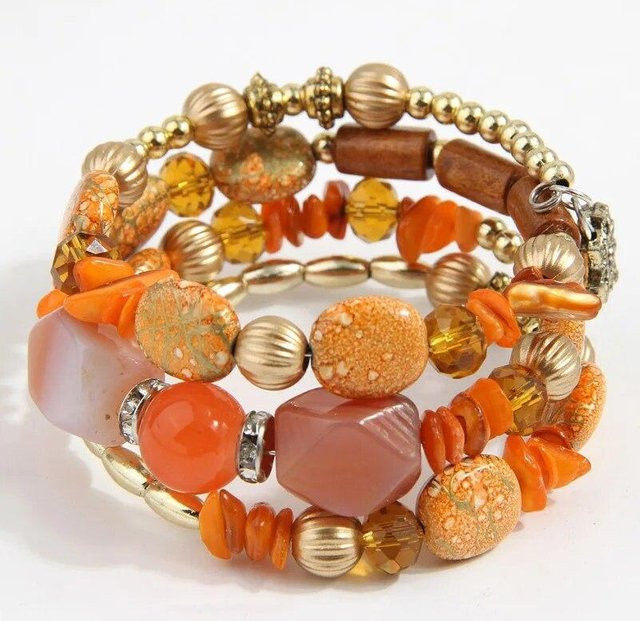 MGB Armband Set, Messing, Perle, orange, Damen - Bild 1