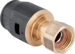 Geberit PushFit Übergang mit Überwurfmutter aus Rotguss, Durchmesser: 25 mm, Farbe: Gold/Grün/Transparent - Bild 1